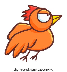 Funny and cute orange bird with angry look - vector.