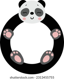 Funny cute panda round frame
