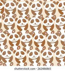  Funny cute panda seamless background, pattern. Vector