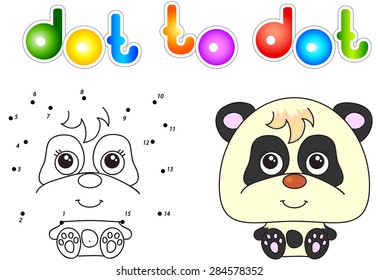 Funny and cute panda. Vector illustration for children. Dot to dot game