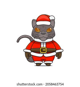 Funny Cute Panther Mascot Wearing Santa Stock Vector (Royalty Free ...