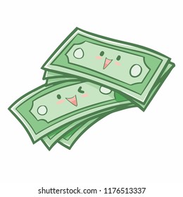 Funny and cute paper money smiling - vector