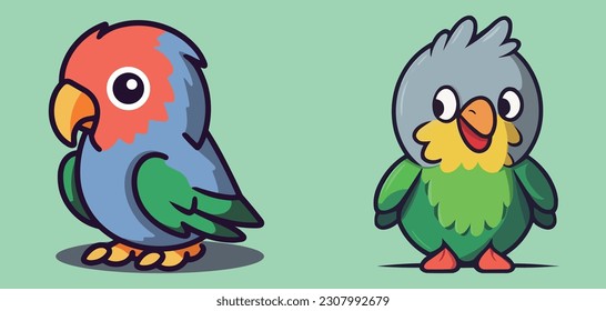 Funny cute parrot portfolio image vector illustration