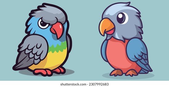 Funny cute parrot portfolio image vector illustration