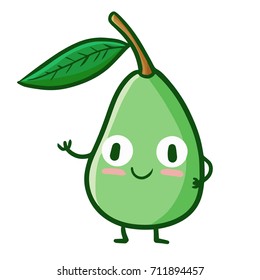 Funny and cute pear smiling happily - vector.