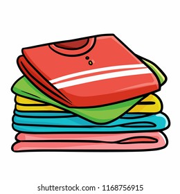 Funny and cute piles of colorful clothes - vector