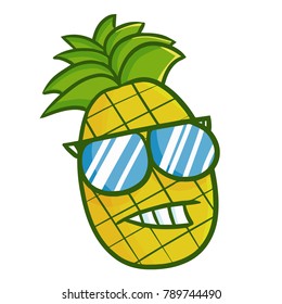 Funny and cute pineapple wearing glasses - vector.