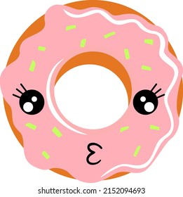 Funny cute pink donut face
