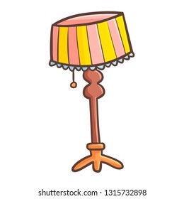 Funny and cute pink yellow stand lamp for interior decoration - vector