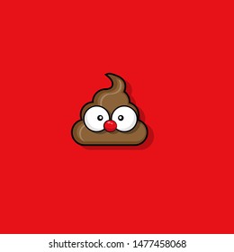 Funny and cute poop character in comic style.cartoon style.