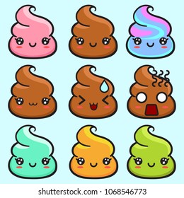Funny and cute poops set