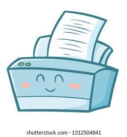 Funny and cute printer smiling happily - vector