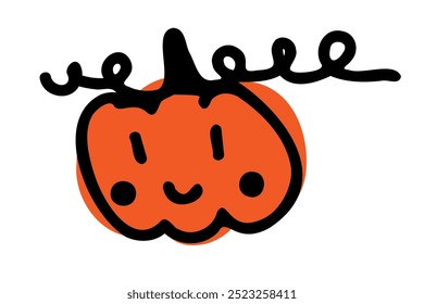 Funny cute pumpkin childish autumn vector illustration for Halloween