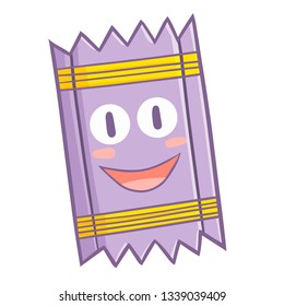 Funny and cute purple candy smiling