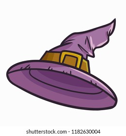 Funny and cute purple witch hat for Halloween - vector.