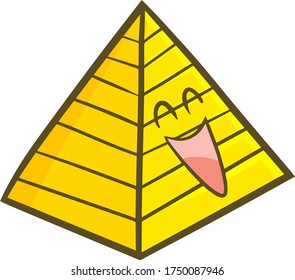 Funny and cute pyramid character lauging happily