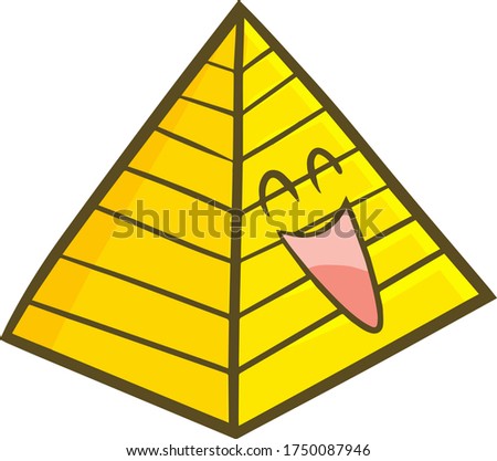 Funny and cute pyramid character lauging happily