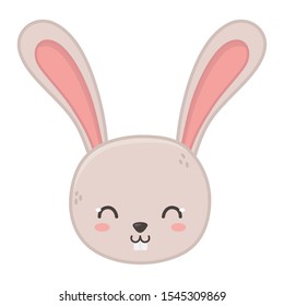 Cute Rabbit Head Animal On White Stock Vector (Royalty Free) 1527157982