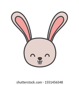 funny cute rabbit little head animal cartoon vector illustration