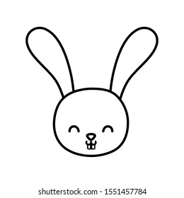 funny cute rabbit little head animal cartoon vector illustration thick line