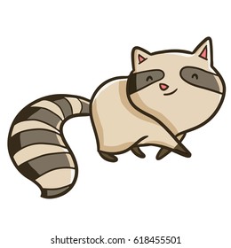 Funny and cute raccoon smiling - vector.