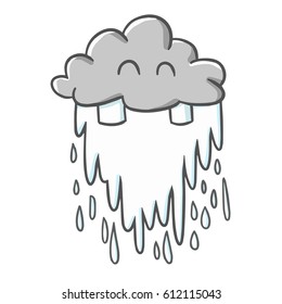 Funny and cute rainy cloud smiling - vector.