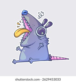 Funny cute rat. Cartoon vector character. Trendy style. Vector illustration.