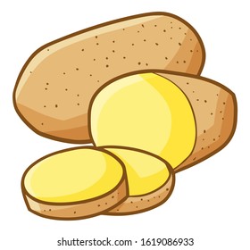 Funny and cute raw potatoes with slices part