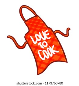 Funny and cute red apron for cooking equipment - vector
