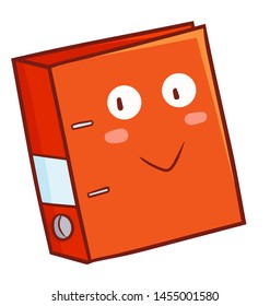 Funny and cute red binder with smily face