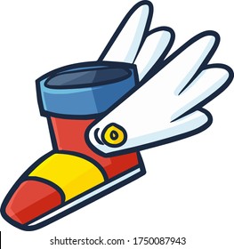 Funny and cute red blue yellow shoe with wing