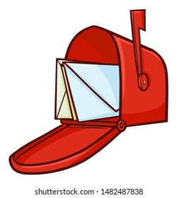 Funny Cute Red Conventional Mailbox Cartoon Stock Vector (Royalty Free ...