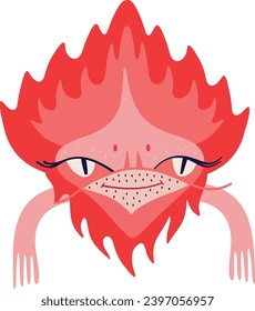 Funny cute red Dragon Monster. Cool illustration in children's cartoon style
