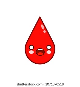 Funny and cute red hot water drop smiling Flat style Vector Illustration EPS