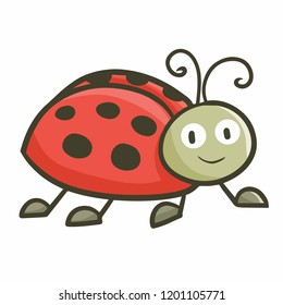 Funny and cute red ladybug smliing - vector