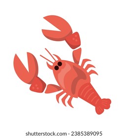 Funny cute red lobster. Isolated vector illustration.    