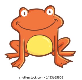 Funny and cute red orange frog facing at you