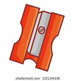 Funny and cute red pencil sharpener - vector
