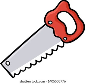 Funny and cute red saw for industrial work