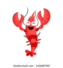 Funny and cute red shrimp vector 