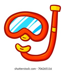 Funny and cute red snorkel for holiday diving - vector.