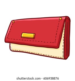 Funny and cute red wallet for woman - vector.