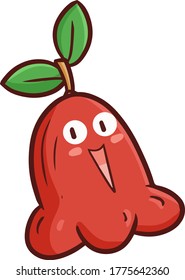 Hübscher und süßer roter Apfel, der fröhlich lacht