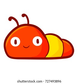 Funny and cute red yellow caterpillar - vector.