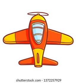 Funny and cute red yellow plane from top view