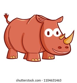 Funny and cute rhino smiling - vector.