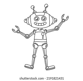 Funny Cute Robot Doodle Coloring Book Stock Vector (Royalty Free ...