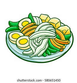 Funny and cute salad in cartoon style - vector.