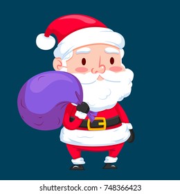 Funny and cute santa clause. Christmas holidays. Vector illustration