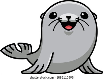 Funny Cute Sea Seal Vector Illustration